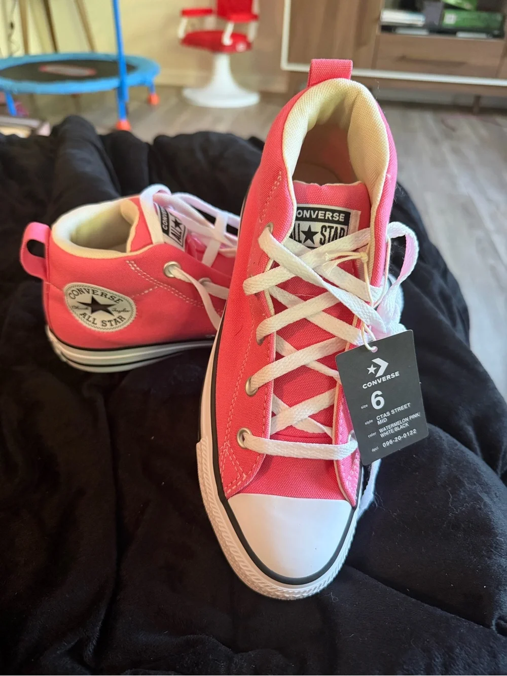 Kids Pink High-Top Canvas Sneaker Size 6